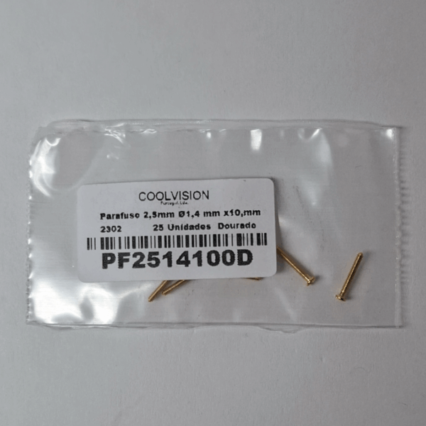 Parafuso  Ø 1,4mm - 2,5x1,4x10mm Dourado